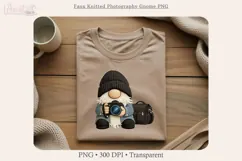 Faux Knitted Photography Gnome PNG, Camera Gnome Clipart Product Image 6
