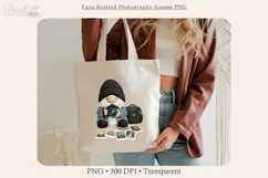 Faux Knitted Photography Gnome PNG, Camera Gnome Clipart Product Image 7
