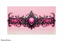 4 in 1 Can Cooler Halloween Wrap PNG | Pink Gothic Skull Product Image 2