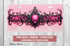 Pink Gothic Skull License Plate PNG | Halloween Car Plates Product Image 1