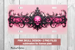 Pink Gothic Skull License Plate PNG | Halloween Car Plates Product Image 1