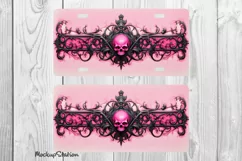 Pink Gothic Skull License Plate PNG | Halloween Car Plates Product Image 2