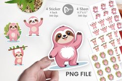 Pink Sloth Valentine Sticker Product Image 1