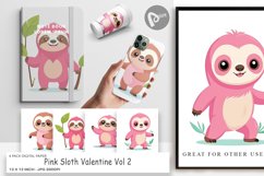 Digital Paper Pink Sloth Valentine Product Image 1