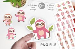 Pink Sloth Valentine Sticker Product Image 1