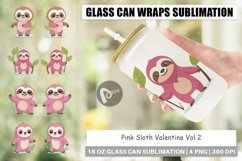 Glass Can Wraps Pink Sloth Valentine Product Image 1