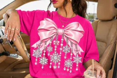 Pink Snowflake Bow PNG with Silver Winter Charms Product Image 2