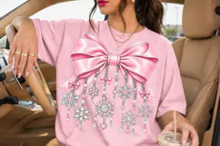 Pink Snowflake Bow PNG with Silver Winter Charms Product Image 3