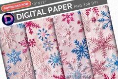 Pink Snowflakes Embroidery Digital Paper Product Image 1