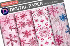 Pink Snowflakes Embroidery Digital Paper Product Image 1