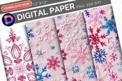 Pink Snowflakes Embroidery Digital Paper Product Image 1