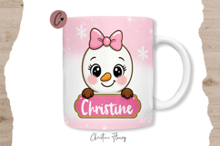 Pink Custom Christmas Snowman Mug Wrap Product Image 2