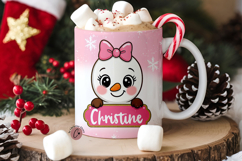 Pink Custom Christmas Snowman Mug Wrap Product Image 5