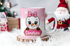 Pink Custom Christmas Snowman Mug Wrap Product Image 1