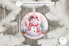 Cute Snowman Pink Christmas Ornament Sublimation Product Image 1