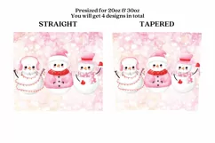 pink snowmen skinny tumbler sublimation wrap with high resolution and transparant background are for 20oz and 30oz skinny tumbler