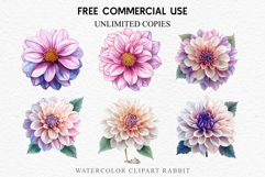 Pink Spring Dahlia Flowers Daisies Pansies Lilies Snapdragon PNG Scrapbooking Art Watercolor Transparent wedding invitation shirt designs romantic digital bloom