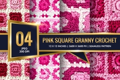 Pink Square Granny Crochet Seamless Digital Paper Product Image 1