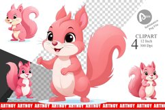 Pink Squirrel Valentine Clipart Product Image 1