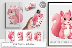 Digital Paper Pink Squirrel Valentine Product Image 1