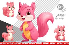 Pink Squirrel Valentine Clipart Product Image 1