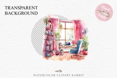 Pink Study Corner Clipart Artist Workspace PNG Scrapbooking  Art boho cozy interior table desk Transparent art workshop designs sublimation printable digital  watercolor Pink Study Corner Clipart, Artist Workspace PNG, boho cozy interior table, work desk