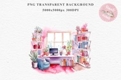 Pink Study Corner Clipart Artist Workspace PNG Scrapbooking  Art boho cozy interior table desk Transparent art workshop designs sublimation printable digital  watercolor Pink Study Corner Clipart, Artist Workspace PNG, boho cozy interior table, work desk