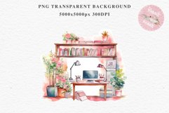 Pink Study Corner Clipart Artist Workspace PNG Scrapbooking  Art boho cozy interior table desk Transparent art workshop designs sublimation printable digital  watercolor Pink Study Corner Clipart, Artist Workspace PNG, boho cozy interior table, work desk