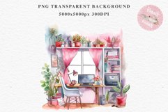 Pink Study Corner Clipart Artist Workspace PNG Scrapbooking  Art boho cozy interior table desk Transparent art workshop designs sublimation printable digital  watercolor Pink Study Corner Clipart, Artist Workspace PNG, boho cozy interior table, work desk