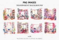 watercolor Pink Study Corner Clipart, Artist Workspace PNG, boho cozy interior table, work desk Pink Study Corner Clipart Artist Workspace PNG Scrapbooking  Art boho cozy interior table desk Transparent art workshop designs sublimation printable digital