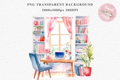 Pink Study Corner Clipart Artist Workspace PNG Scrapbooking  Art boho cozy interior table desk Transparent art workshop designs sublimation printable digital  watercolor Pink Study Corner Clipart, Artist Workspace PNG, boho cozy interior table, work desk