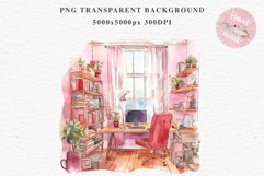 Pink Study Corner Clipart Artist Workspace PNG Scrapbooking  Art boho cozy interior table desk Transparent art workshop designs sublimation printable digital  watercolor Pink Study Corner Clipart, Artist Workspace PNG, boho cozy interior table, work desk