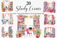 watercolor Pink Study Corner Clipart, Artist Workspace PNG, boho cozy interior table, work desk Pink Study Corner Clipart Artist Workspace PNG Scrapbooking  Art boho cozy interior table desk Transparent art workshop designs sublimation printable digital