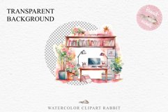 Pink Study Corner Clipart Artist Workspace PNG Scrapbooking  Art boho cozy interior table desk Transparent art workshop designs sublimation printable digital  watercolor Pink Study Corner Clipart, Artist Workspace PNG, boho cozy interior table, work desk
