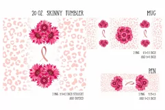 pink sunflower and animal print sublimation design for tumbler and mug and pen