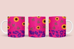 pink sunflower leopard print coffee mug sublimation wrap glass mug wrap svg presized for 11oz and 15oz glass ready to cut and sublimation files