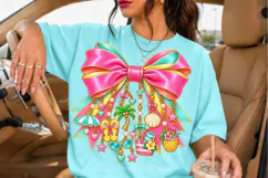 Pink and Teal Summer Bow PNG with Beach Charms Product Image 2