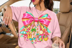Pink and Teal Summer Bow PNG with Beach Charms Product Image 3