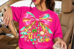 Pink and Teal Summer Bow PNG with Beach Charms Product Image 4