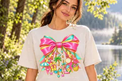 Pink and Teal Summer Bow PNG with Beach Charms Product Image 5