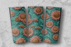 Pink Sunflower Tooled Leather Tumbler Sublimation Wrap Product Image 1
