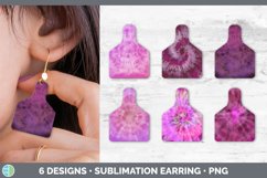 Bundle of six Pink tie dye cattle ear cow tag earrings sublimation designs.