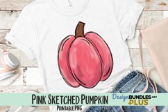 Pink Sketched Pumpkin Sublimation PNG Product Image 1