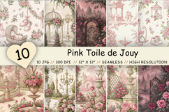 pink toile pattern, toile de jouy paper, pink digital paper, toile scrapbook paper, pink toile tile