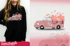 Pink Truck with Flowers and Love Sublimation | Love Truck Product Image 1