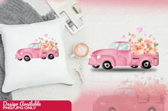Pink Truck with Flowers and Love Sublimation | Love Truck Product Image 1
