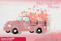 Pink Truck with Flowers and Love Sublimation | Love Truck Product Image 2