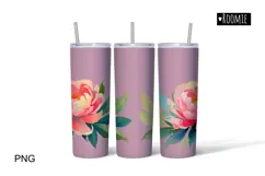Watercolor peony tumbler Sublimation Design PNG Product Image 2