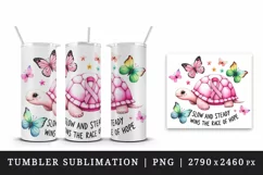 Pink turtle ribbon breast cancer Slow and Steady Wins the Race of Hope quote 20oz tumbler skinny mug wrap clipart t-shirt sublimation printable design