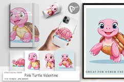 Digital Paper Pink Turtle Valentine Product Image 1